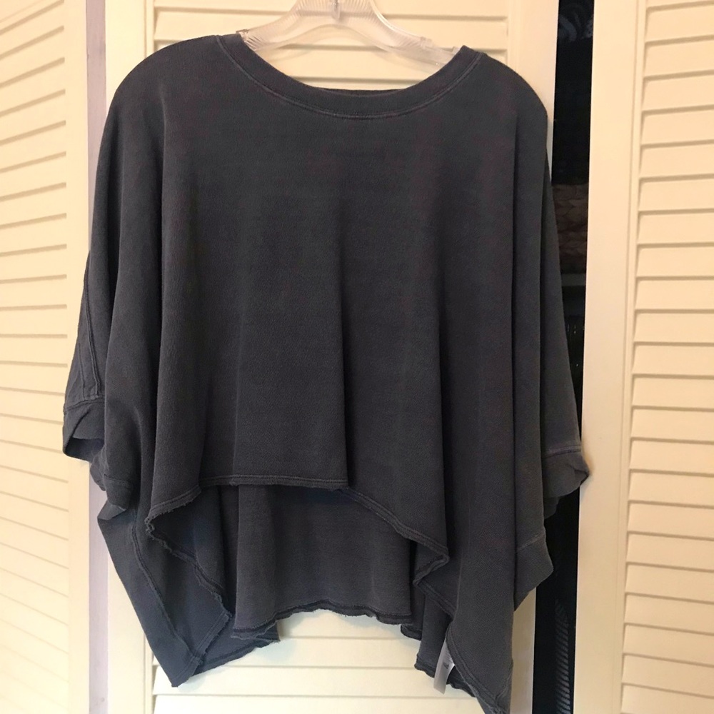 We the Free Free People cropped charcoal short sleeve tee